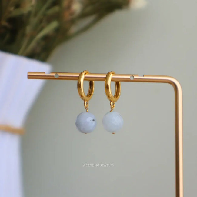 Tiny Aqua Round Huggies WearZing - Crystal Jewelry Store in India