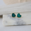 Green Heart Druzy Studs