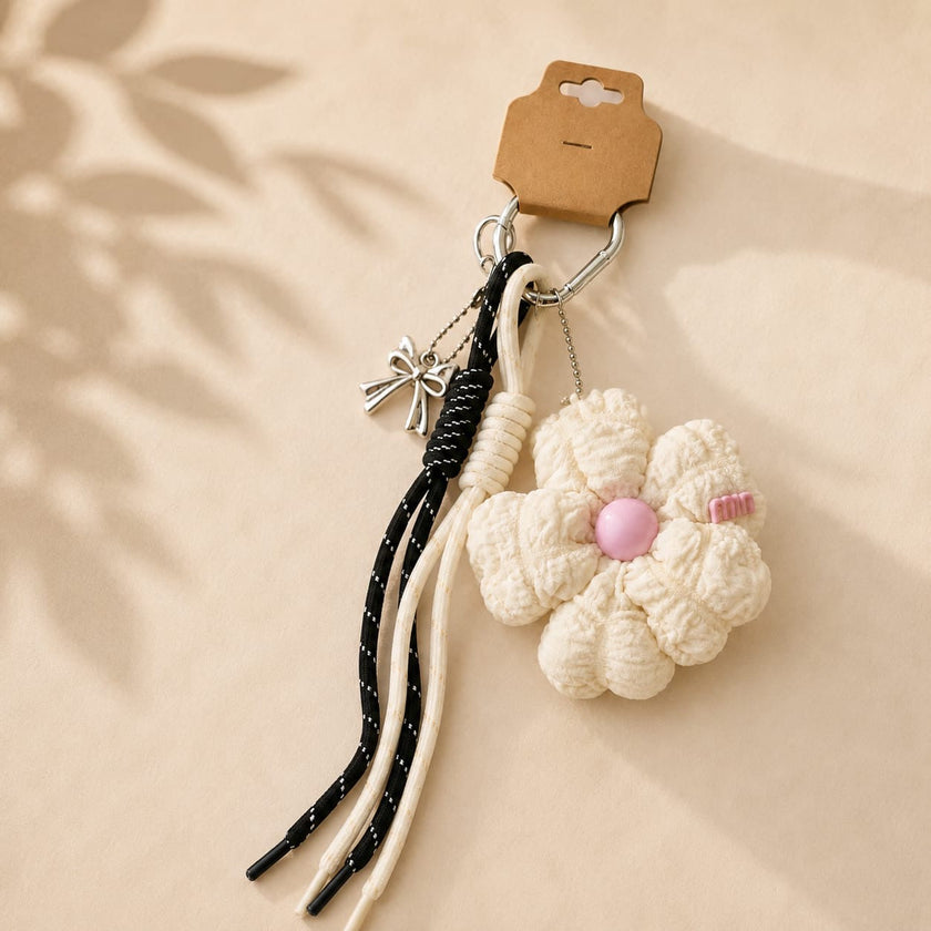 White Flower Bagcharm WearZing - Crystal Jewelry Store in India