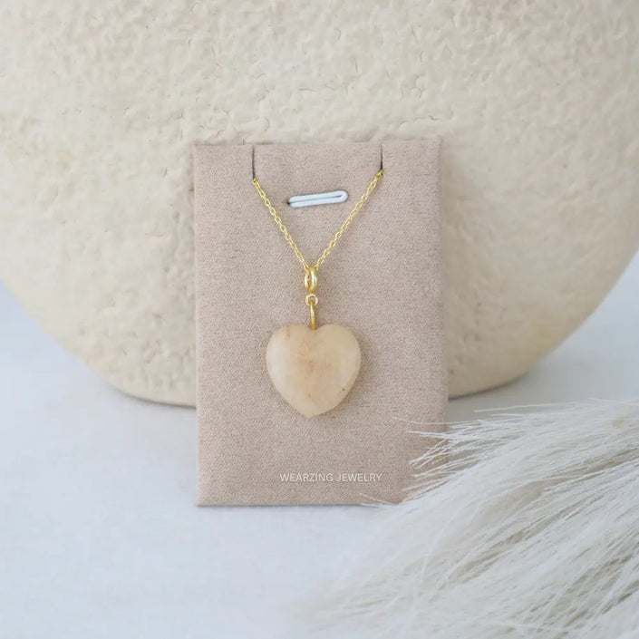 Peach Moonstone Heart Pendant - Gold WearZing - Crystal Jewelry Store in India