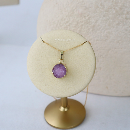 Purple Druzy Drop Pendant