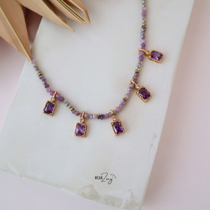 Purple Peony Bead Neckpiece