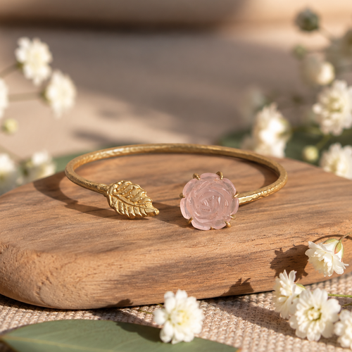 Pink Rose Leaf Bracelet WearZing - Crystal Jewelry Store in India