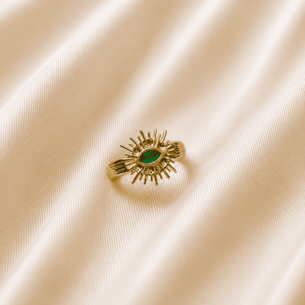 Emerald Sunburst Ring WearZing - Crystal Jewelry Store in India