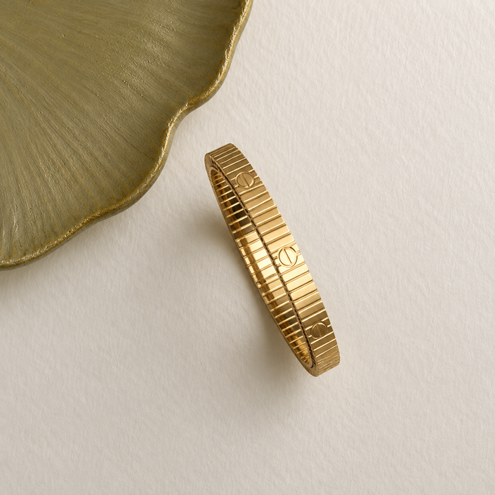 Gold Fluted Screw Bangle WearZing - Crystal Jewelry Store in India