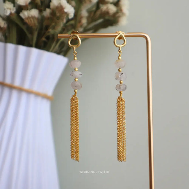 Dewdrop Tassel Earrings WearZing - Crystal Jewelry Store in India