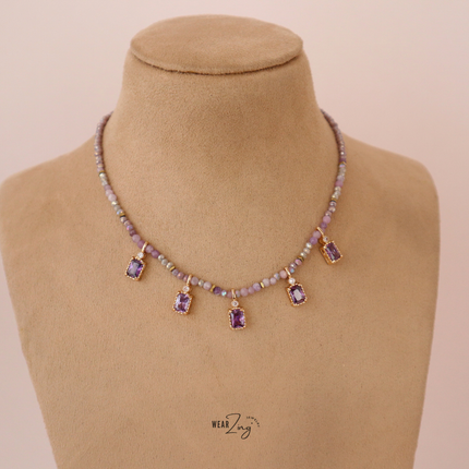Purple Peony Bead Neckpiece