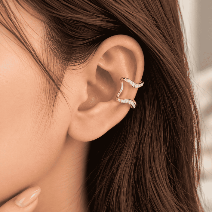 Wavy Gold Ear Cuff WearZing - Crystal Jewelry Store in India