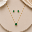 Emerald Solitaire Pendant & Studs Set WearZing - Crystal Jewelry Store in India