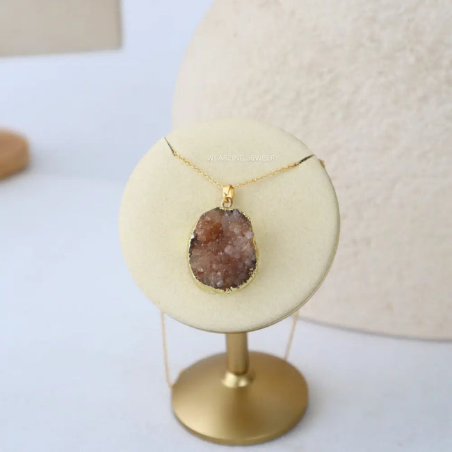 Brown Druzy Oval Pendant WearZing - Crystal Jewelry Store in India