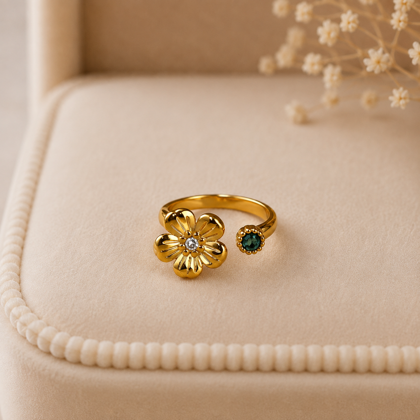 Emerald Blossom Ring WearZing - Crystal Jewelry Store in India