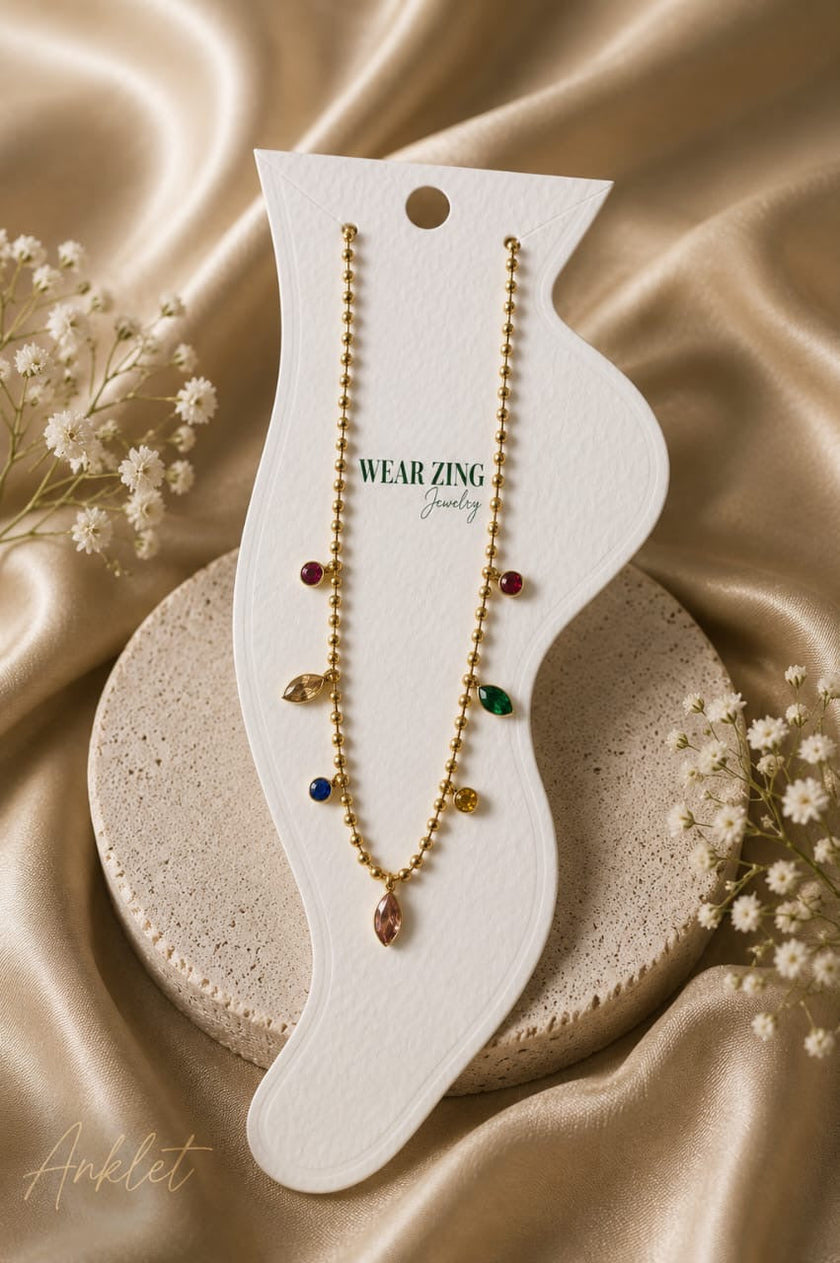 Multi CZ Sleek Anklet WearZing - Crystal Jewelry Store in India