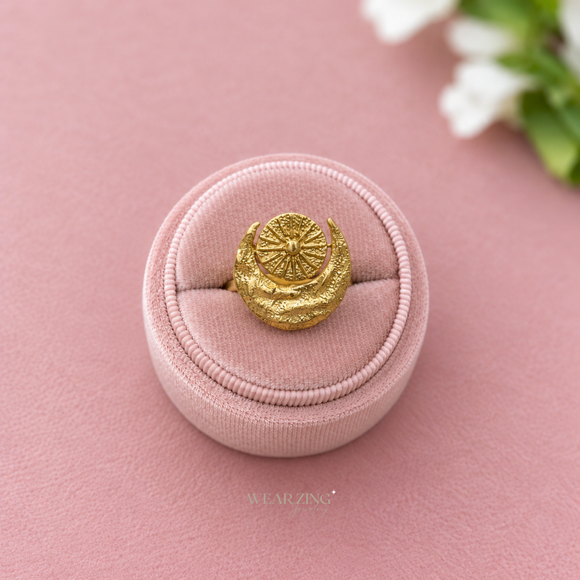 Sun & Crescent Moon Ring