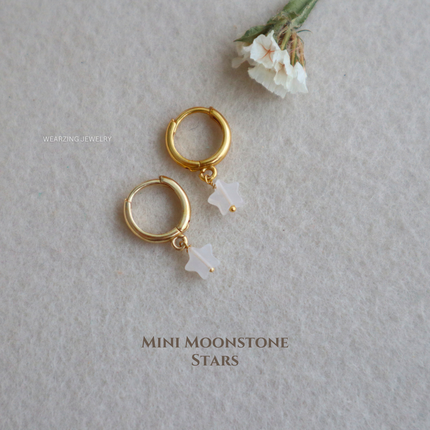 Tiny Moonstone Star Huggies