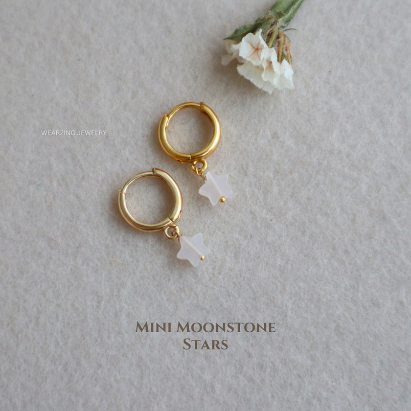 Tiny Moonstone Star Huggies