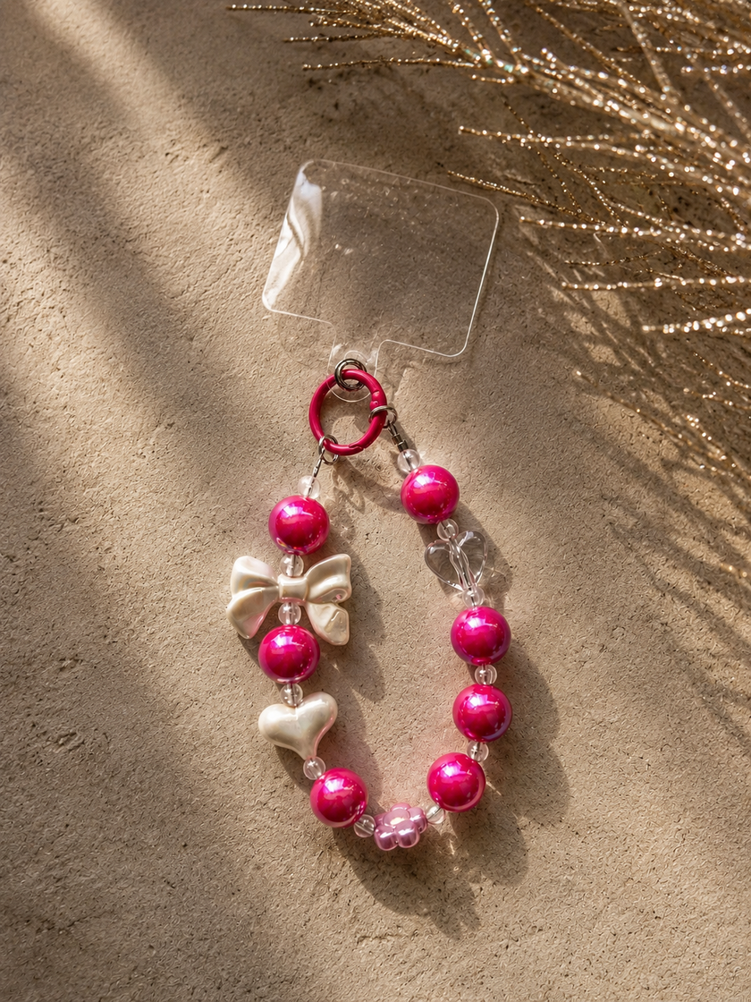 Beaded Bow Bag Charm – Hot Pink WearZing - Crystal Jewelry Store in India