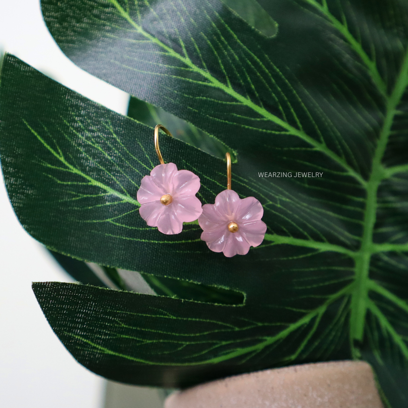 Pink Daisy Drop Earrings
