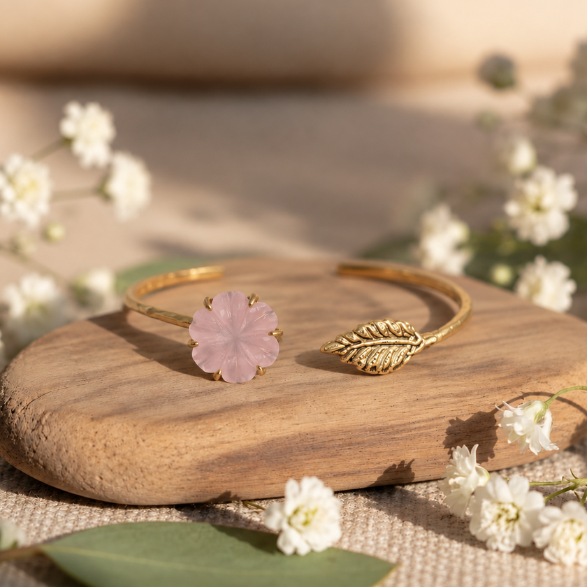 Pink Daisy Leaf Bracelet WearZing - Crystal Jewelry Store in India