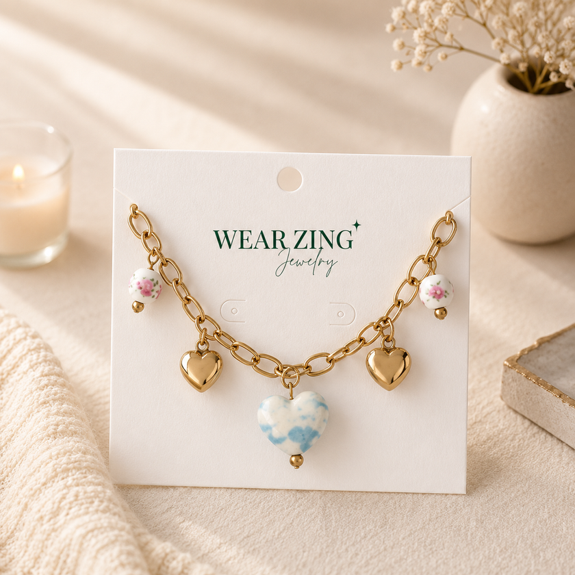 Ceramic Heart Charm WearZing - Crystal Jewelry Store in India