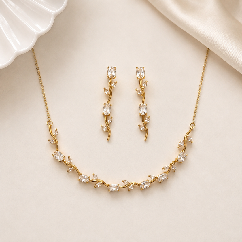 Flora Marquise Crystal Vine Jewelry Set WearZing - Crystal Jewelry Store in India