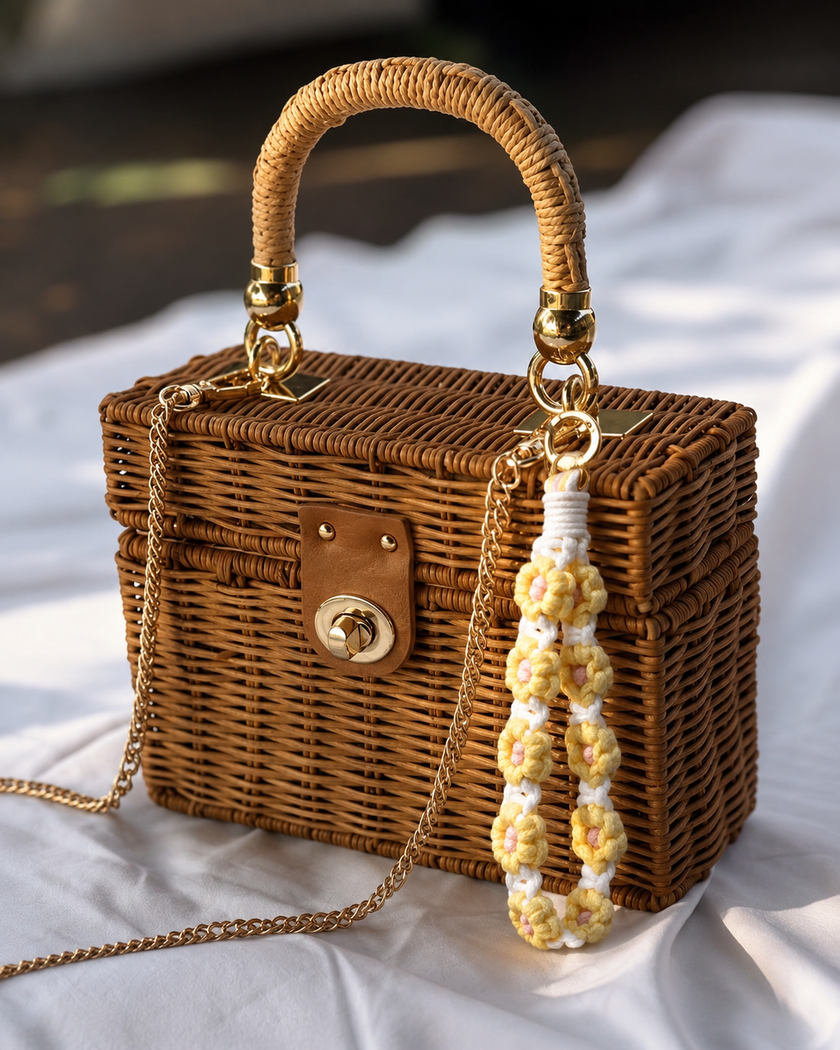 Crochet Wristlet Charm- yellow WearZing - Crystal Jewelry Store in India