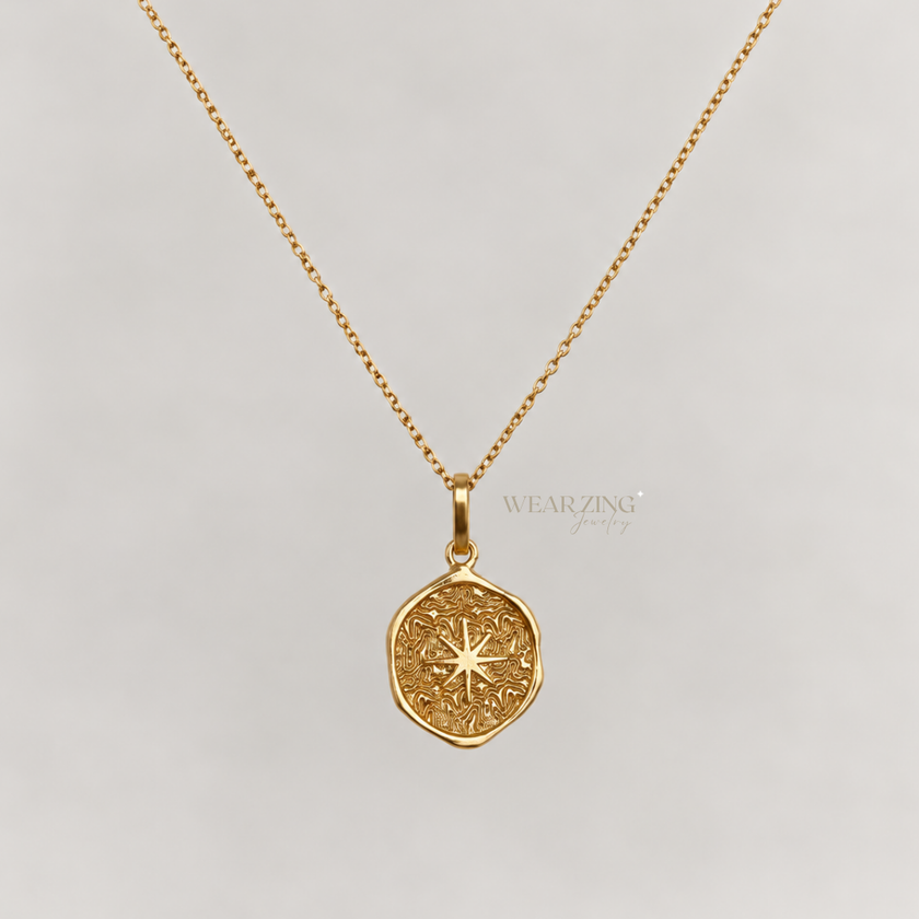 Compass Textured Pendant WearZing - Crystal Jewelry Store in India