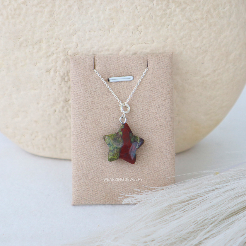 Bloodstone Star Pendant - Silver