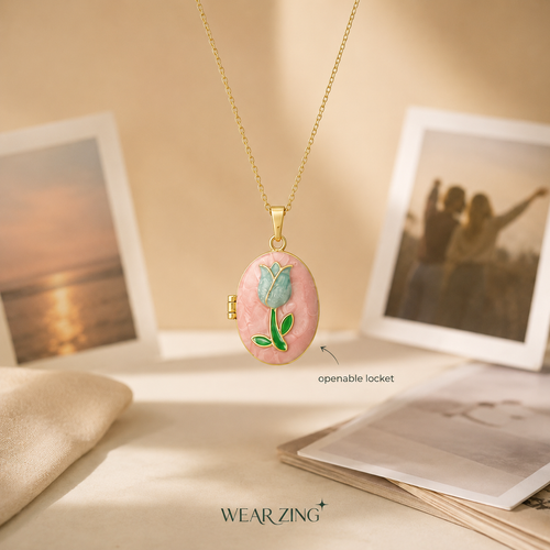 Openable Pendant Locket - Tulip WearZing - Crystal Jewelry Store in India