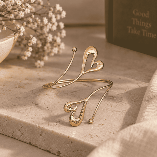Heart Open Cuff Bracelet WearZing - Crystal Jewelry Store in India
