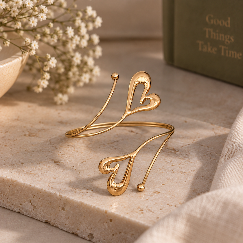 Heart Open Cuff Bracelet WearZing - Crystal Jewelry Store in India