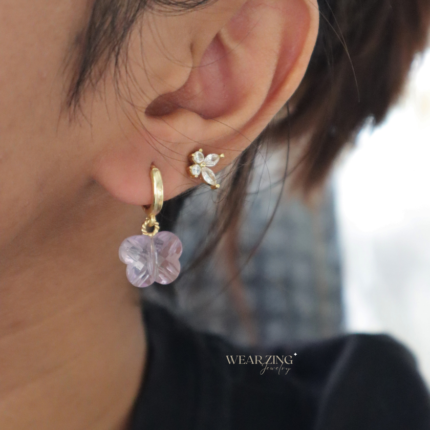 Amethyst Butterfly Huggies