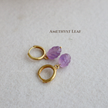 Mini Amethyst Leaf Huggies