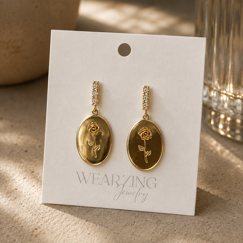 Antique Flora Oval earrings WearZing - Crystal Jewelry Store in India