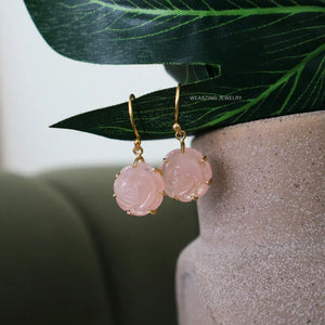Pink Rose Drop Earrings WearZing - Crystal Jewelry Store in India