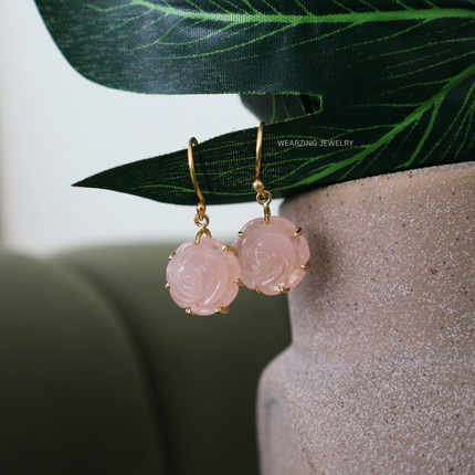 Pink Rose Drop Earrings
