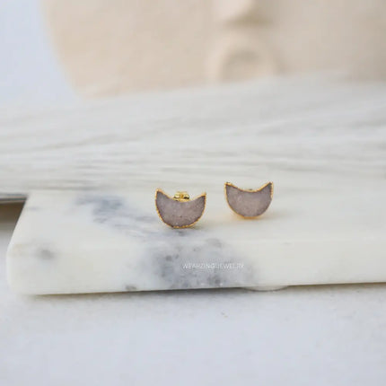 White Moon Druzy Studs WearZing - Crystal Jewelry Store in India