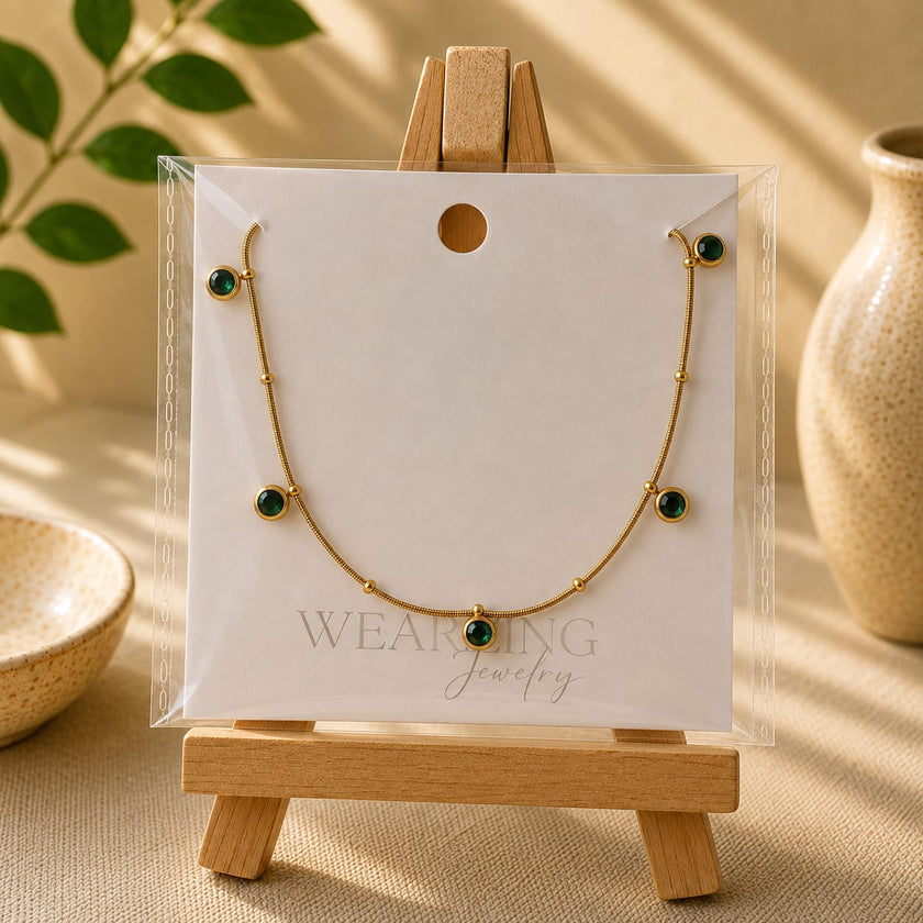 Emerald Green Crystal Snake Chain