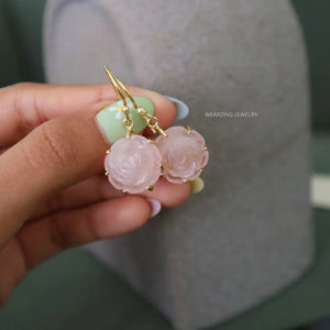 Pink Rose Drop Earrings WearZing - Crystal Jewelry Store in India