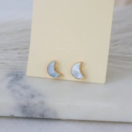 Mother of Pearl Moon Studs WearZing - Crystal Jewelry Store in India