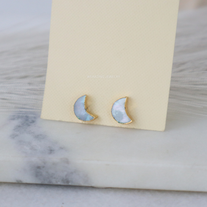 Mother of Pearl Moon Studs