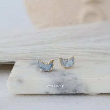 Mother of Pearl Moon Studs WearZing - Crystal Jewelry Store in India