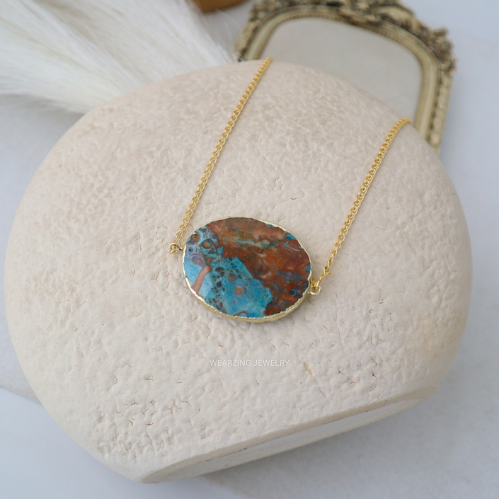 Ocean Dip Jasper Oval Pendant