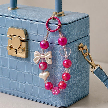 Beaded Bow Bag Charm – Hot Pink WearZing - Crystal Jewelry Store in India