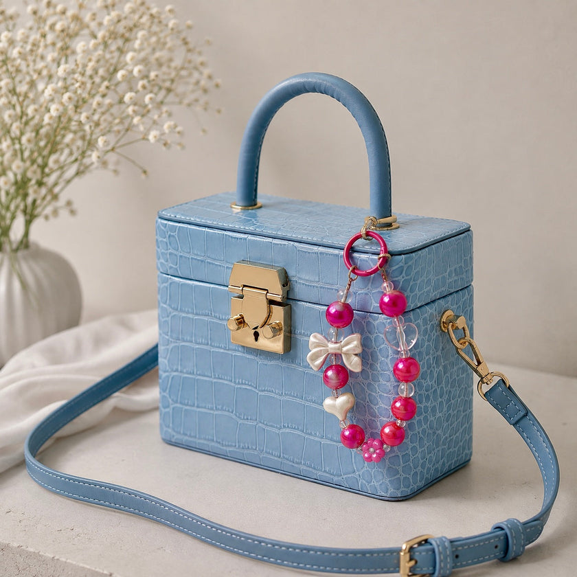 Beaded Bow Bag Charm – Hot Pink WearZing - Crystal Jewelry Store in India