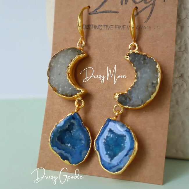 Moon Lit Druzy Drops - Design 2 WearZing - Crystal Jewelry Store in India