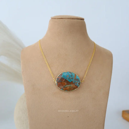 Ocean Dip Jasper Oval Pendant WearZing - Crystal Jewelry Store in India