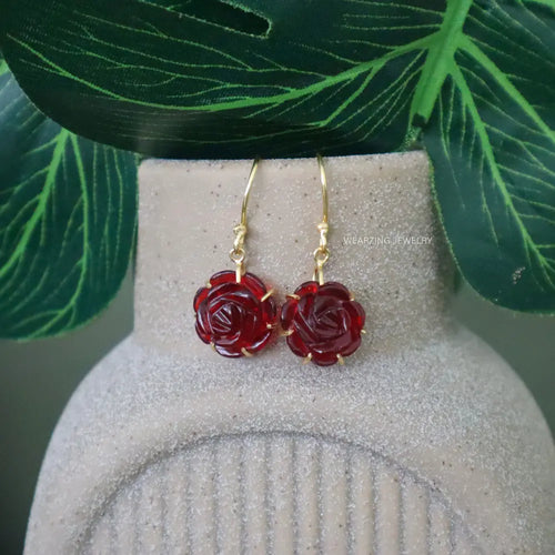Red Rose Drop Earrings WearZing - Crystal Jewelry Store in India