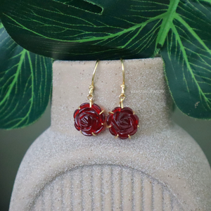 Red Rose Drop Earrings
