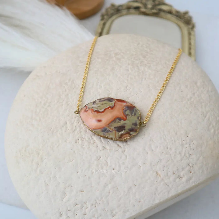 Coast Dip Jasper Oval Pendant WearZing - Crystal Jewelry Store in India