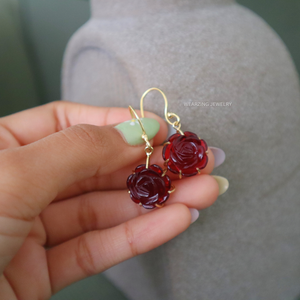 Red Rose Drop Earrings